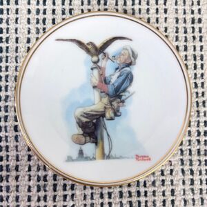 Norman Rockwell Man Painting Flagpole‎ Mini Plate Limited Edition 1983 Collector